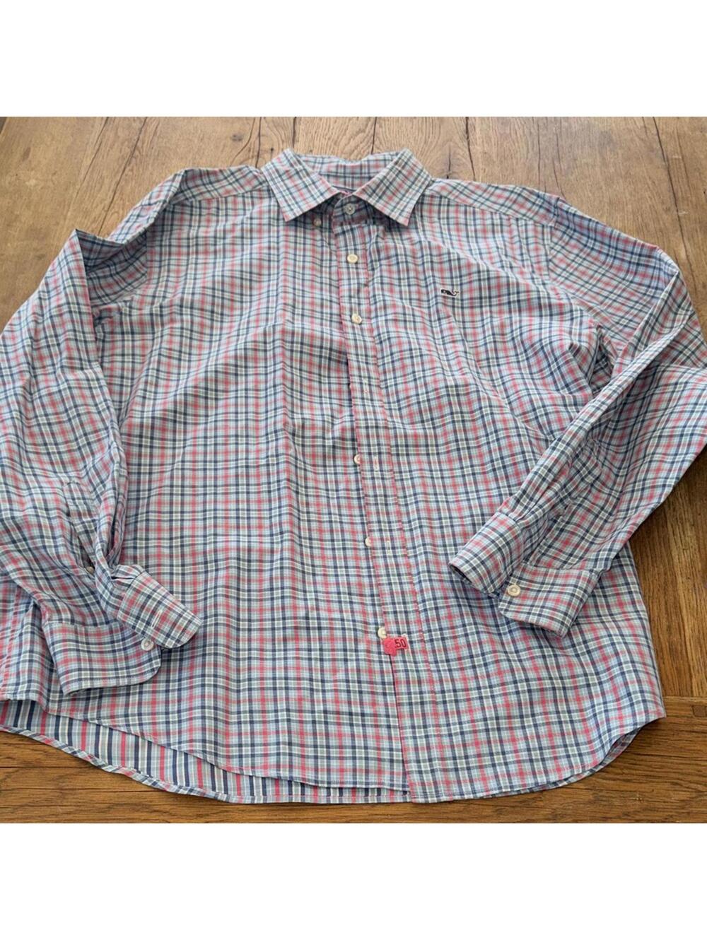 Vineyard Vines by shep & Ian Blue and Pink Plaid Button-Down Shirt XL